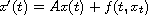 $x'(t)=Ax(t)+f(t,x_t)$