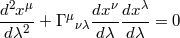 d2xμ- μ dx-νdxλ- dλ2 + Γ νλ dλ d λ = 0