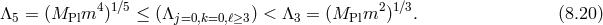 4 1∕5 2 1∕3 Λ5 = (MPlm ) ≤ (Λj=0,k=0,ℓ≥3) < Λ3 = (MPlm ) . (8.20 )
