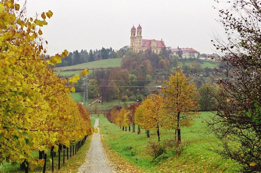 The view from the castle onto the church and Haus Sch�nenberg