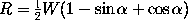 R = (1/2) W (1 - sin \alpha + cos \alpha)