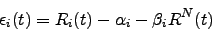 \begin{displaymath}
\epsilon_i(t) = R_i(t) - \alpha_i - \beta_i R^N(t)
\end{displaymath}