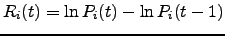 $R_{i}(t)=\ln P_{i}(t)-\ln P_{i}(t-1)$