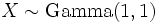 X \sim \operatorname{Gamma}(1, 1)