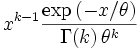 x^{k-1} \frac{\exp\left(-x/\theta\right)}{\Gamma(k)\,\theta^k}