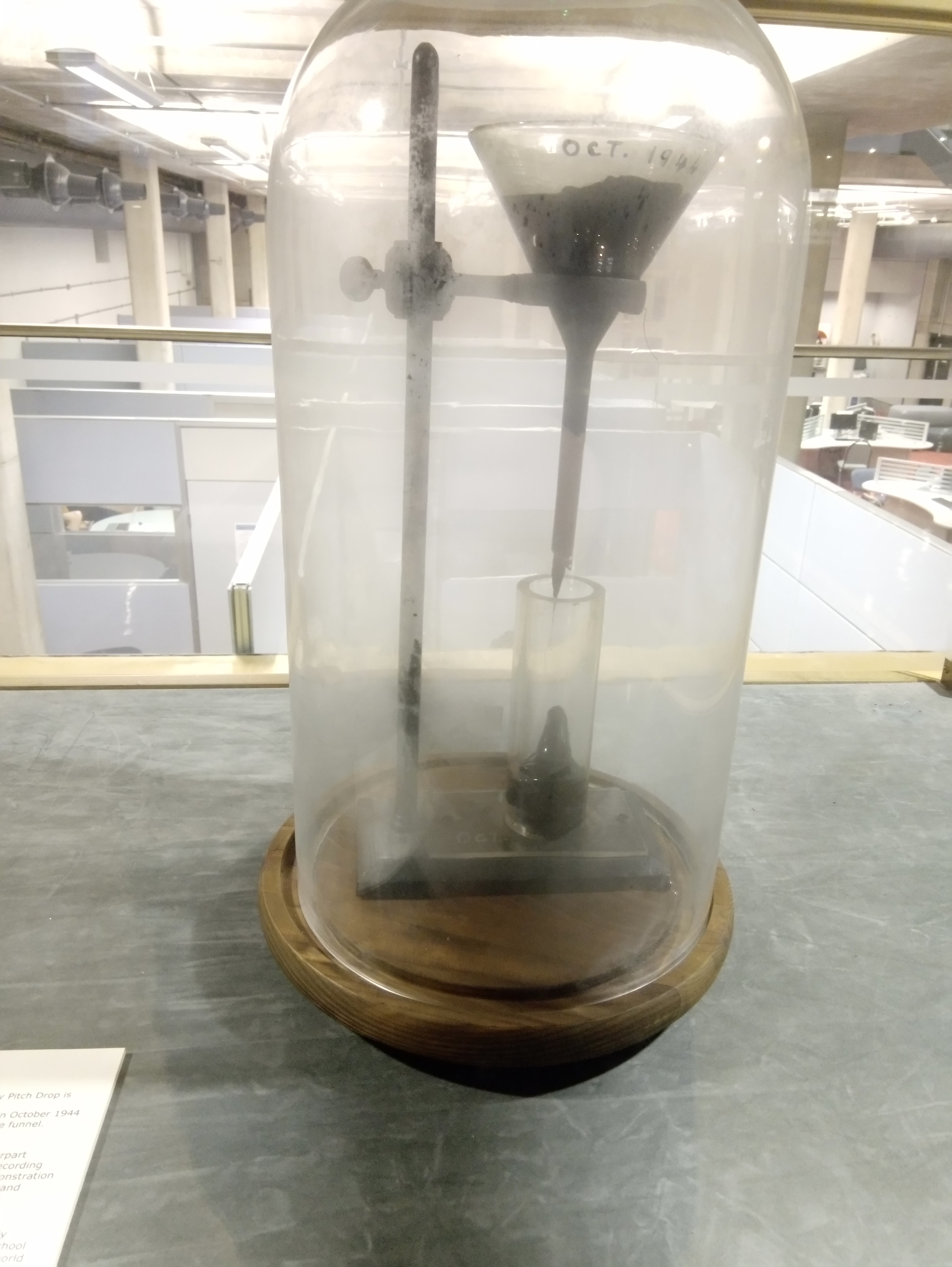 A photo of the pitch-drop experiment